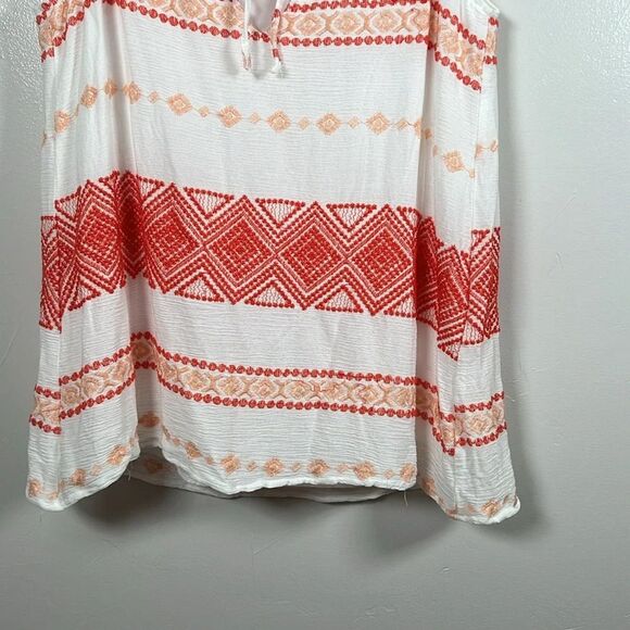 PPLA Adalia Tank Shirt Top White with Red and Peach Embroidery Lined Size Large - Picture 9 of 16